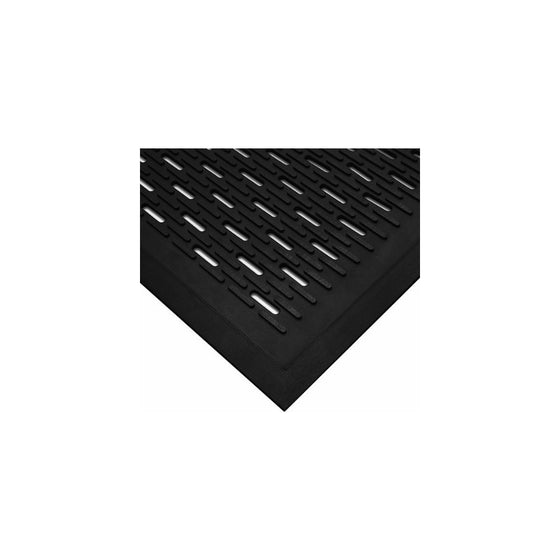 Wearwell Natural Rubber 224 UpFront Scraper Grease Resistant Mat, Slotted, for Outdoor Entrances, 3' Width x 5' Length x 5/16" Thickness, Black