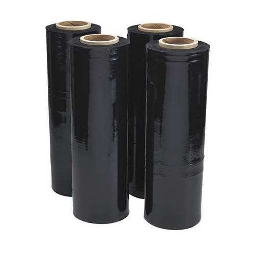 4 Rolls Black Hand Pallet Shrink Wrap Opaque Film Plastic Stretch Film 18" Wide x 1500 Ft. 80 Gauge