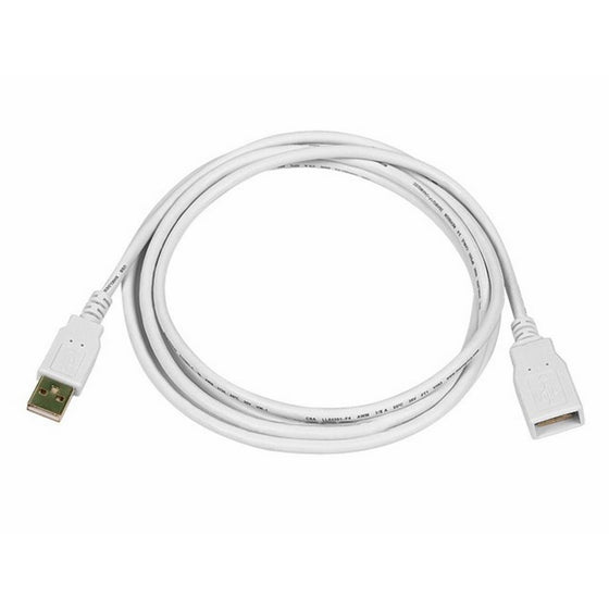 Monoprice 6-Feet USB 2.0 A Male to A Female Extension 28/24AWG Cable (Gold Plated), White (108606)