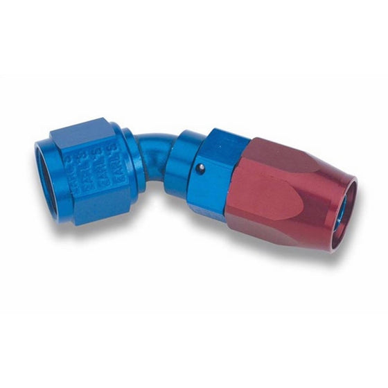 Earl's 804608 Swivel-Seal Blue And Red Anodized Aluminum 45-Degree Angled -8AN Female to -8AN Hose End