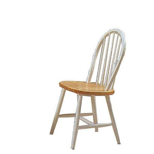 Set of 4 Natural & White Finish Windsor Wood Dining Chair/Chairs