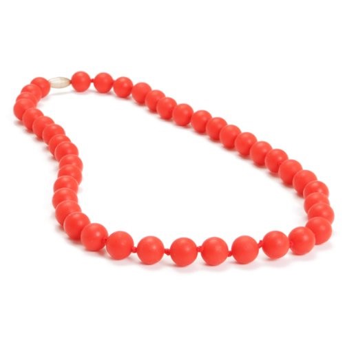Chewbeads Jane Teething Necklace (Cherry Red) - Original Fashionable Infant Teething Jewelry for Mom. 100% Medical Grade Silicone Safe for Teething Babies and Toddlers. BPA Free