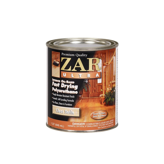 ZAR 32912 Zar Ultra Polyurethane Clear Interior Wood Finish, Satin - Quart