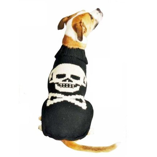 Chilly Dog Black Skull Dog Sweater, X-Large