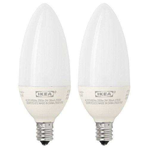 Ikea E12 LED Light Bulb (2 Pack) 200 Lumen 3 Watt Candle