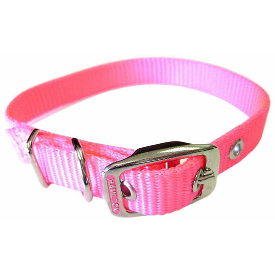 Hamilton 5/8-Inch by 14-Inch Single Thick Nylon Deluxe Dog Collar, Hot Pink