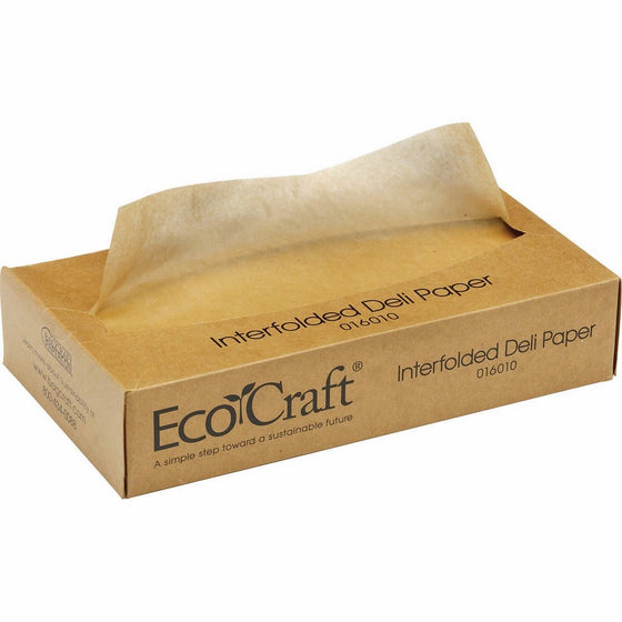 Bagcraft Papercon 016010 EcoCraft Interfolded Dry Wax Deli Paper, 10-3/4" Length x 10" Width, NK10 Natural (12 Packs of 500)