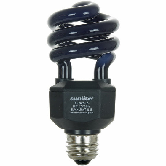 Sunlite SL20/BLB 20 Watt Spiral Energy Saving CFL Light Bulb Medium Base Blacklight Blue