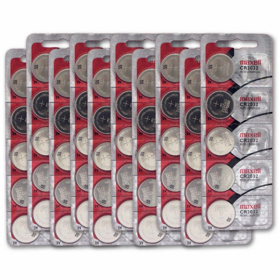 CR2032 3V Micro Lithium coin Cell Battery Maxell Original Hologram pack CR-2032 - 50 Pack