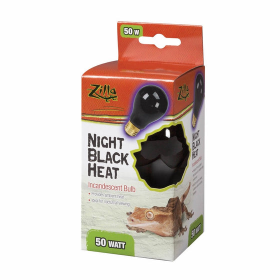 Zilla Reptile Terrarium Heat Lamps Incandescent Bulb, Night Black, 50W
