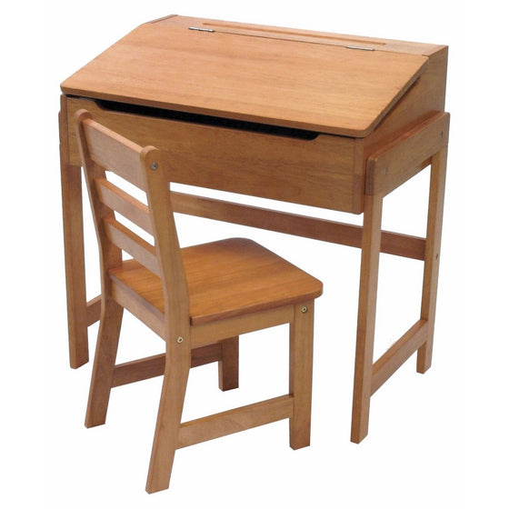 Lipper International 564P Child's Slanted Top Desk & Chair, Pecan Finish