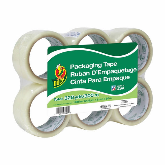 Duck Brand Standard Packaging Tape Refill, 6 Rolls, 1.88 Inch x 54.6 Yard, Clear (240053)