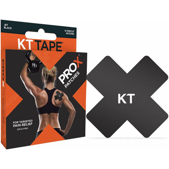 KT Tape PRO X Kinesiology Therapeutic Tape, Elastic Sport Patches, 15 Pack, Jet Black