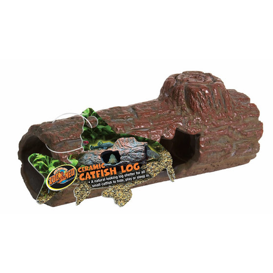 Zoo Med Ceramic Sinking Catfish Log, 6.45-Inch