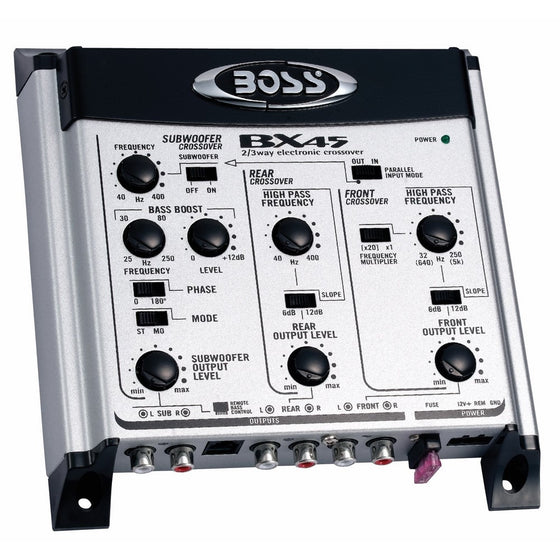 BOSS Audio BX45 2/3 way Pre-Amp Car Electronic Crossover with Remote Subwoofer Control