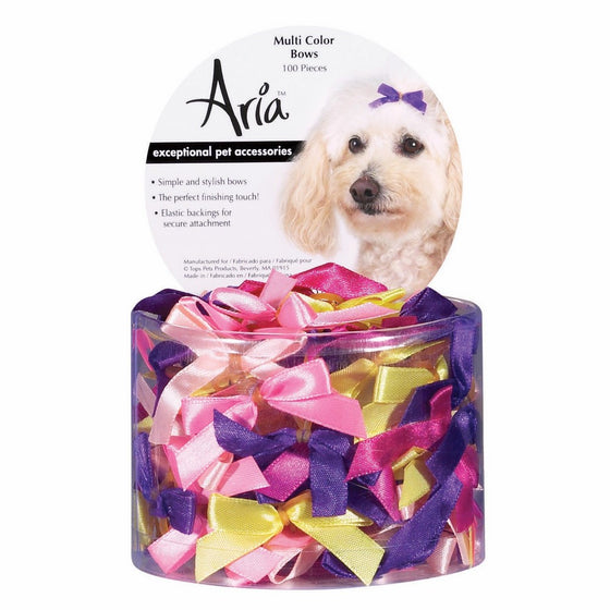 Aria Multi-Colored Bows for Dogs, 100-Piece Canisters
