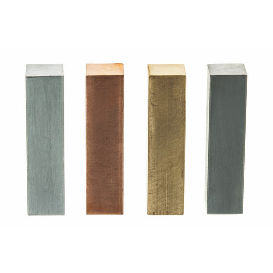 Eisco Labs Specific Gravity Metal Block(5cm) Set of 4- Alum. , Brass, Copper, and Steel