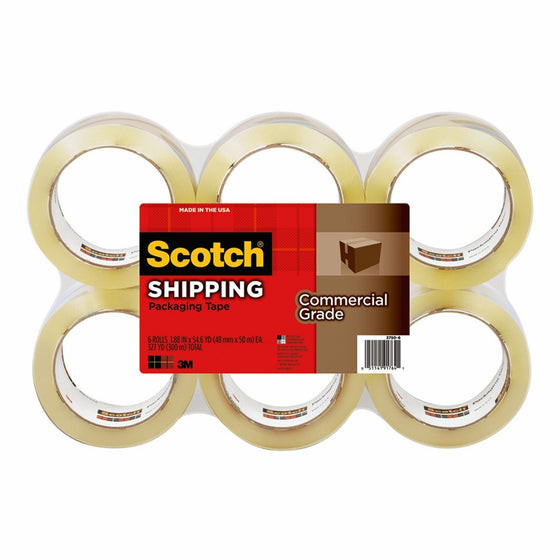 Scotch Commercial Grade Shipping Packaging Tape, 1.88 in x 54.6 yd, 6-Pack (3750-6)