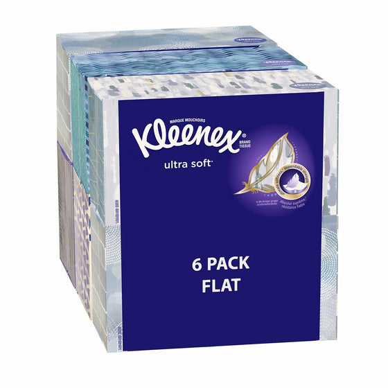 Kleenex Ultra Soft Facial Tissues, Medium Count Flat, 170 ct, 6 Pack. Designs May Vary