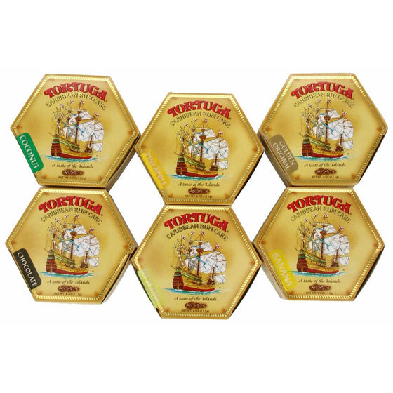 Tortuga Caribbean Six-Pack Mix, 4-Ounce Cake (Pack of 6)