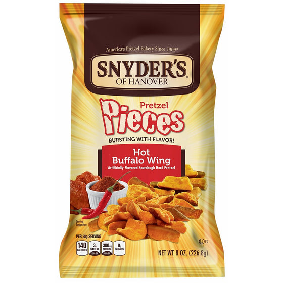 Snyder's of Hanover Pretzel Pieces, Hot Buffalo Wing, 8 Ounce (Pack of 6)