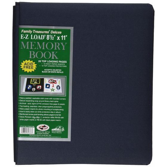 Pioneer Photo Albums 20-Page Family Treasures Deluxe Midnight Blue Fabric Cover Scrapbook for 8.5 x 11-Inch Pages