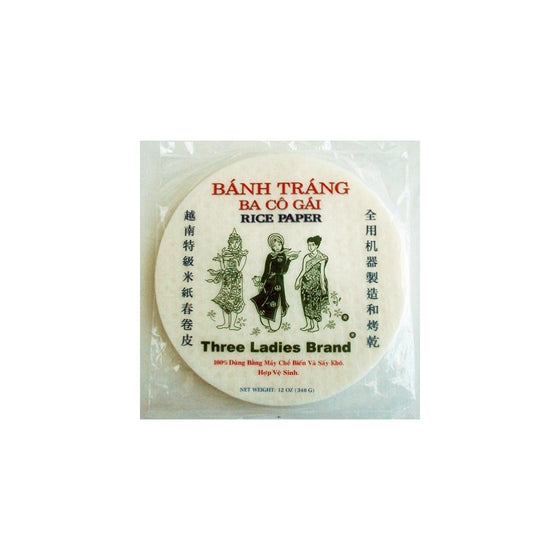 Three Ladies Spring Roll Rice Paper Wrappers (Round 16cm 3pks)