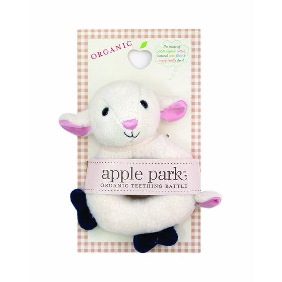 Apple Park Teething Rattle, Lamby
