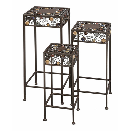 Deco 79 Metal/Ceramic Plant Stand 12-Inch, 23.5-Inch, 29-Inch, Set of 3