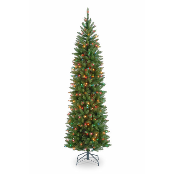 National Tree 7.5 Foot Kingswood Fir Pencil Tree with 350 Multicolor Lights, Hinged (KW7-313-75)