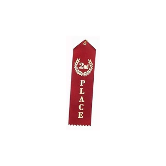 2nd Place (Red) Award Ribbon with Card & String (24 Pack)
