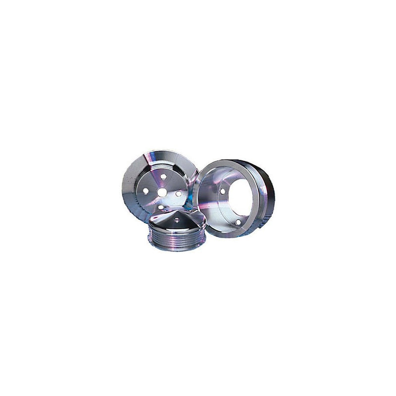 March Performance 7015 Performance Ratio Clear Powder Coated Billet Aluminum V-Belt Pulleys - Set of 3
