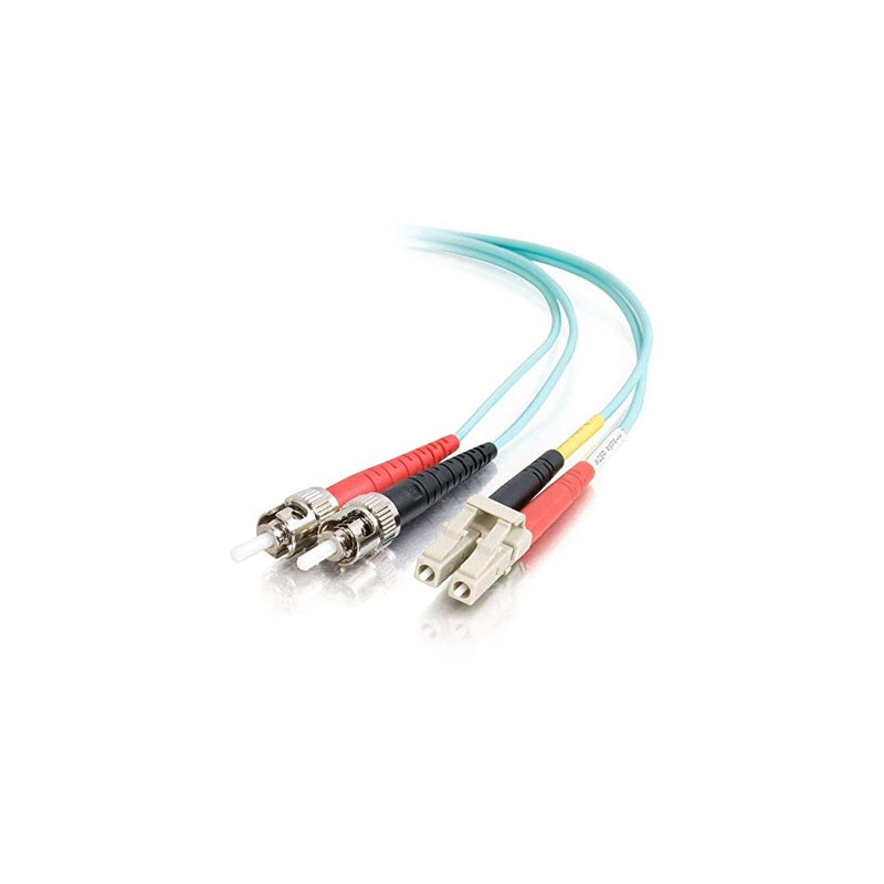 C2G/Cables to Go 36125 LC-ST 10GB 50/125 OM3 Duplex Multimode PVC Fiber Optic Cable (5 Meters, Aqua)