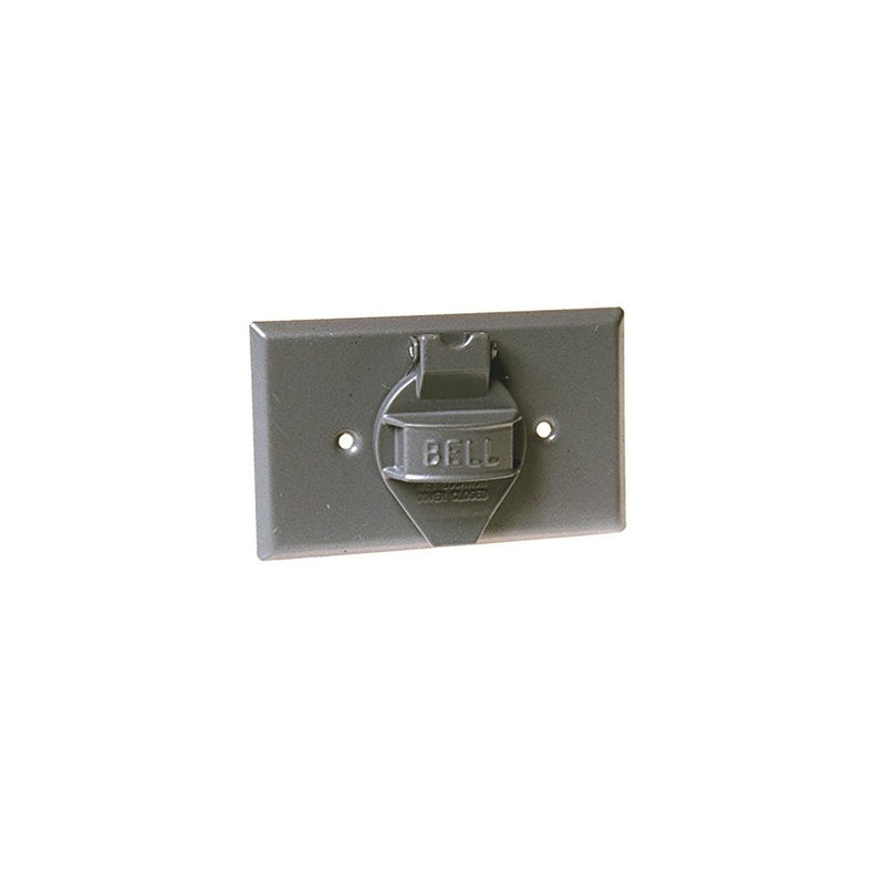 Hubbell-Bell 5152-0 1-Gang Weatherproof Horizontal Single Receptacle Device Cover, Gray