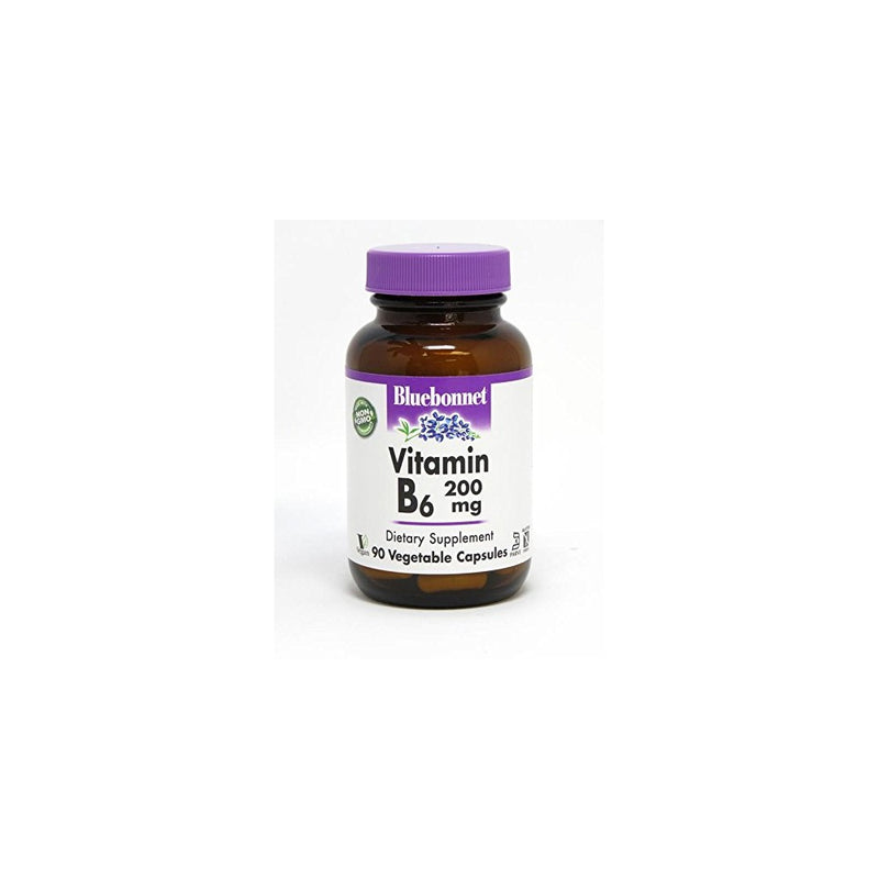 Bluebonnet Vitamin B-6 200 mg Vegetable Capsules, 90 Count