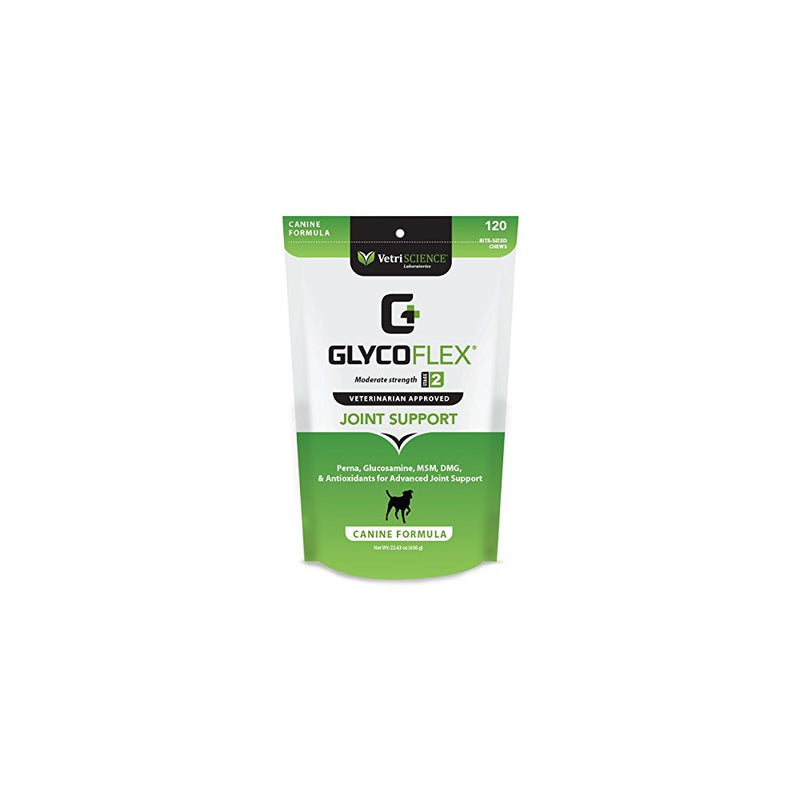 VetriScience Laboratories GlycoFlex 2, Hip and Joint Supplement for Dogs, Bite Sized Chews, 120 CT