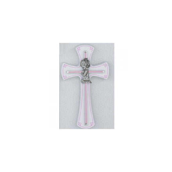 McVan Inc. 7" Girl Cross On White Wood - Décor Gift Religious 73-11-MCVAN