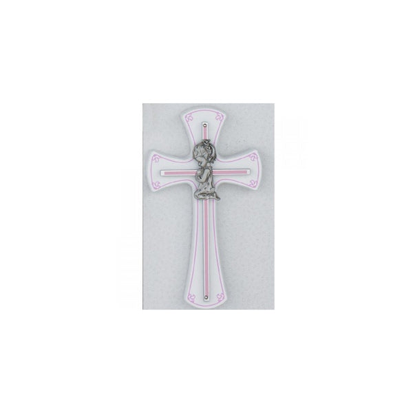 McVan Inc. 7" Girl Cross On White Wood - Décor Gift Religious 73-11-MCVAN