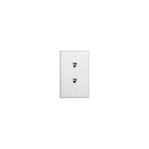 Morris 80021 Double RJ11 4 Conductor Phone Jack Wall Plate, White