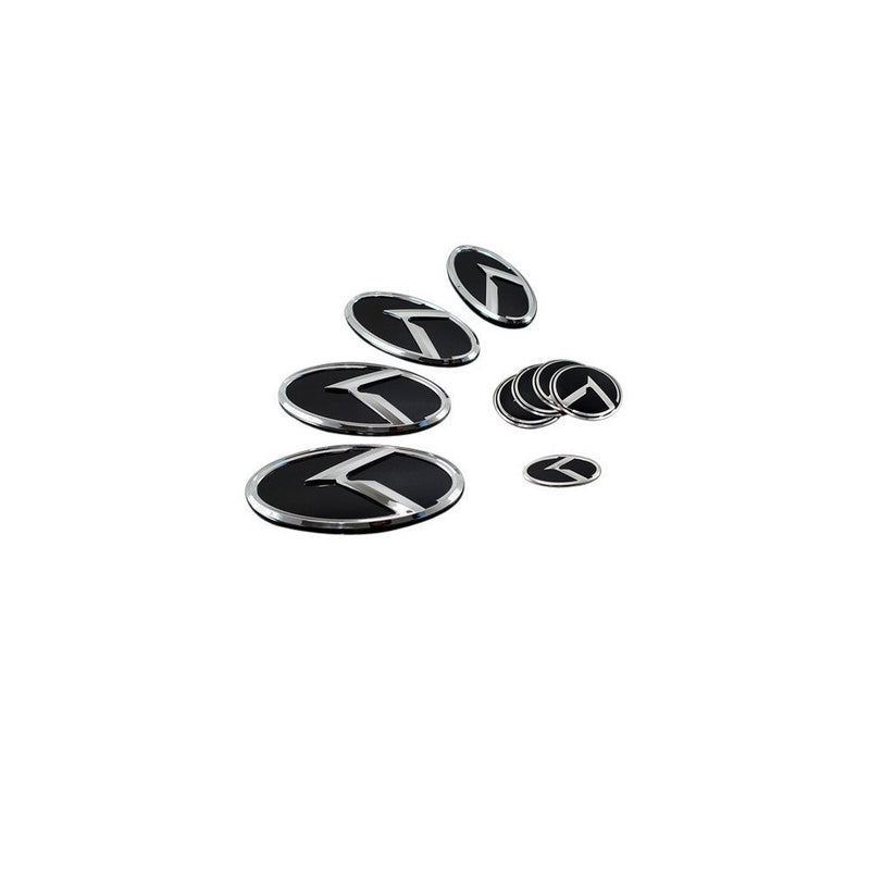 LIGHTKOREA K Logo 3D Emblem Hood, Rear, Horn, Wheel Caps 7pc Set For KIA Optima 2011-2013 K5