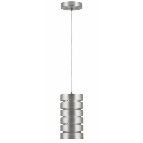 Macchione Modern Hanging Pendant Light - Brushed Nickel Steel- Linea di Liara LL-P518