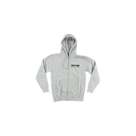Thrasher Magazine Skate Mag Zip Heather Grey Hooded Sweatshirt - Large