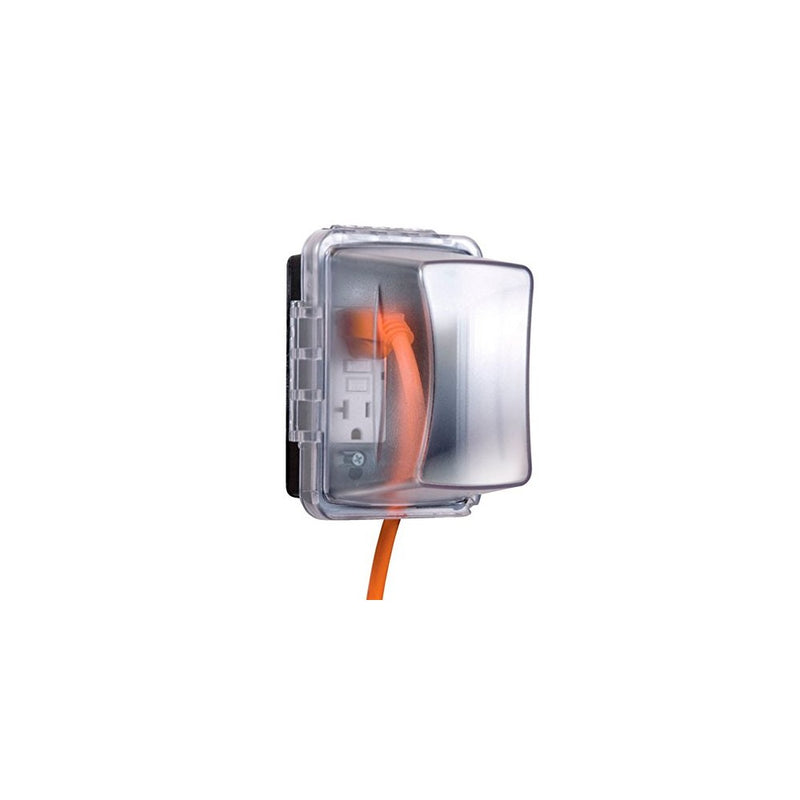 Taymac MM710C Weatherproof Single Outlet Cover Outdoor Receptacle Protector, 4-3/4 Inches Deep, Clear
