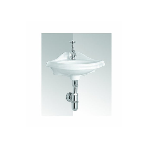 Whitehaus AR036-WH Corner Wall-Mount Lavatory Basin, White