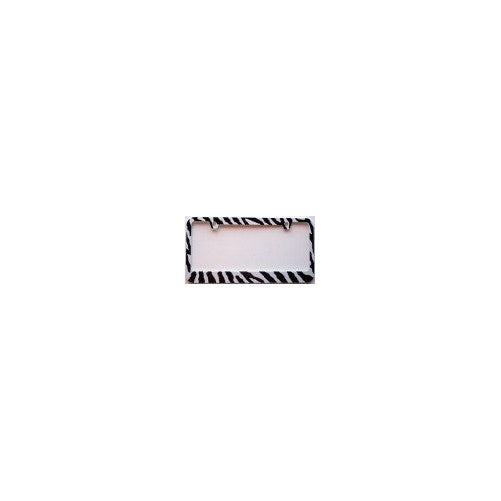 Zebra Print License Plate Frame (Made of Metal)