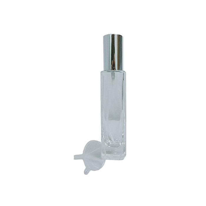 Empty Refillable Slim Perfume Glass Bottle with Silver Spray Top 1.7 Ounce