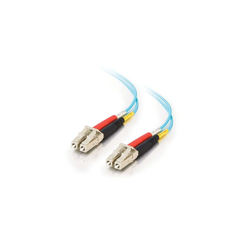 C2G/Cables to Go 11003 LC-LC 10GB 50/125 OM3 Duplex Multimode Fiber Optic Cable, TAA Compliant, Aqua (16.4 Feet, 5 Meters)