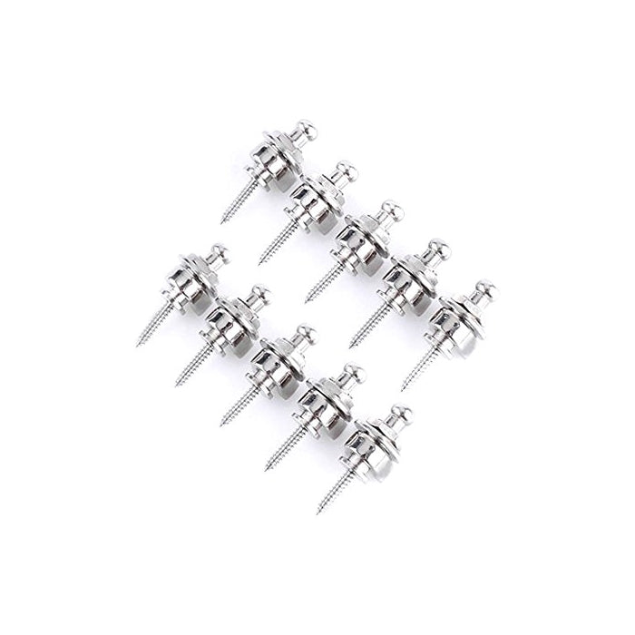 lotmusic Electric Guitar Bass Strap Locks Schaller-style Straplocks Parts Replacement (Chrome 10 Pcs)