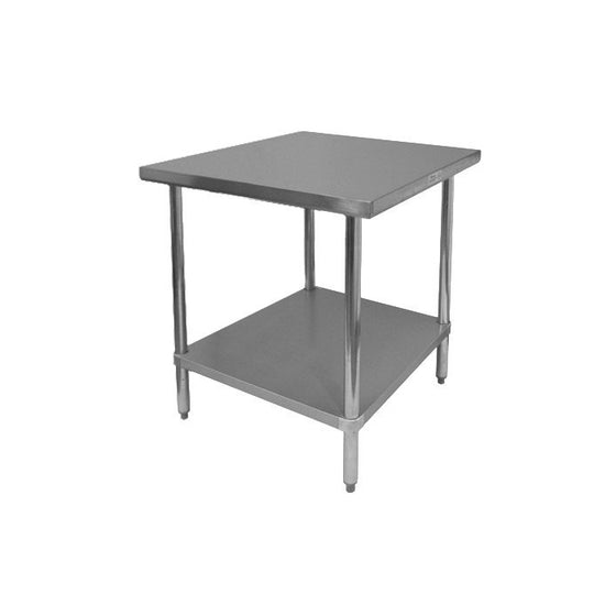 GSW Commercial Flat Top Work Table with Stainless Steel Top, 1 Galvanized Undershelf & Adjustable Bullet Feet, 24" W x 24" L x 35" H, NSF Approved