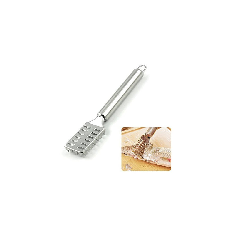 HUELE Stainless Steel Sawtooth Fish Scales Skin Remover for Fast and Easy Fish Scale Removing, Ergonomic Design for Firm Grip, Sleek Silver